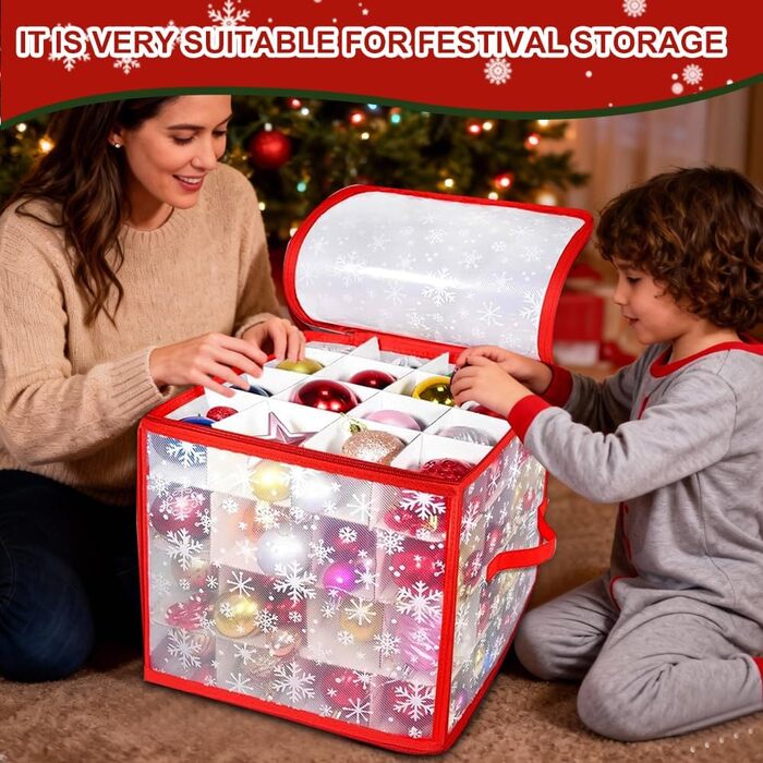 Коробка для зберігання ялинкових прикрас (64 шт.) з 4 рівнями, 30x30x30 см