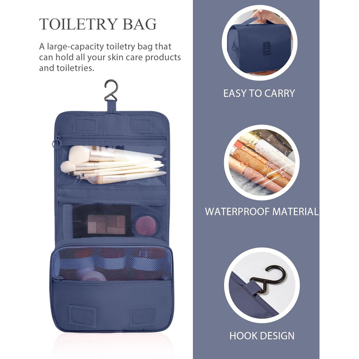 Набір органайзерів для подорожей Anjing (10 предметів), водонепроникні пакувальні куби для валізи, компактний набір для зберігання речей у дорогу, темно-синій