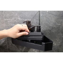 Кутовий душовий кошик DK719 з нержавіючої сталі з душовим ракелем - колір і чорний матовий на вибір, колір (чорний матовий)