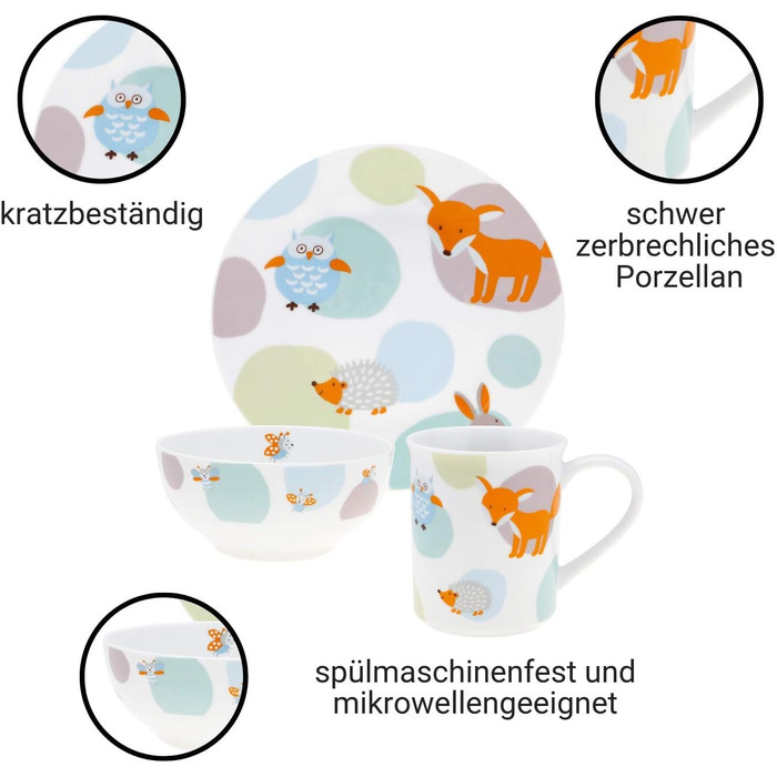 Puresigns WOODY Преміум дитячий набір столових приборів: ергономічний набір з нержавіючої сталі з мотивом лісових тварин для хлопчиків та дівчаток (7-ти елементів)