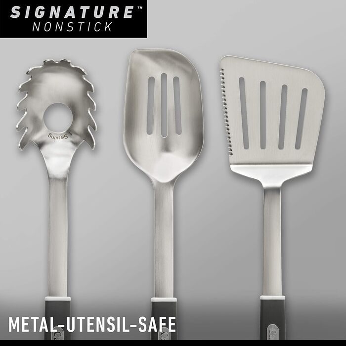 Набір каструль та сковорідок Calphalon 10 предметів з антипригарним покриттям, нержавіюча сталь, безпечний для миття в посудомийній машині, металевий посуд, PFOA-free, чорний