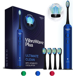 Електрична зубна щітка Wagner Stern VibroWave Plus з 4 насадками, IPX7, Moonlit Blue