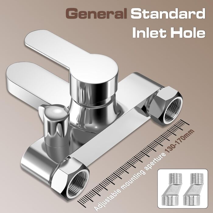 Набір для ванни з душовою лійкою та змішувачем, хром, латунь, 3 функції, настінний монтаж 150 мм
