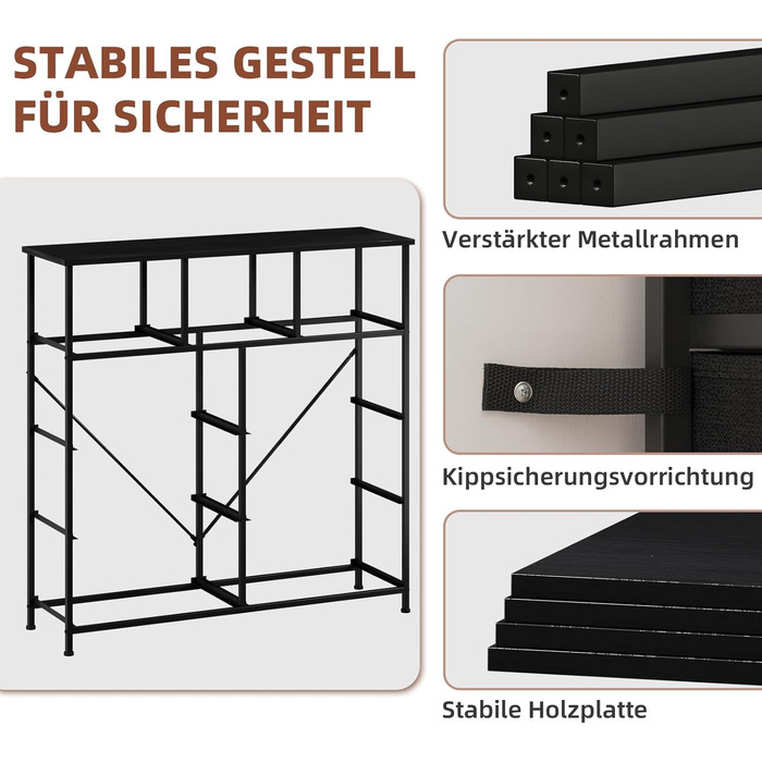Комод Somdot з висувними ящиками, тканинний комод, комод для спальні, вітальні, передпокою, шафа для зберігання, 5 тканинних ящиків, білий колір (чорний, 30T x 100B x 96.5H см (9 ящиків))