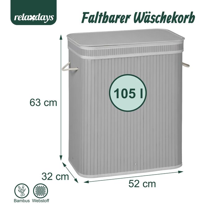 Кошик для білизни Relaxdays з бамбука з 3 відділеннями