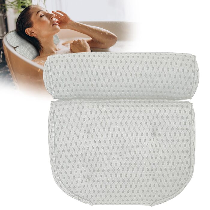 Подушка для ванни з присосками - ергономічна підголовник для ванної (біла)
