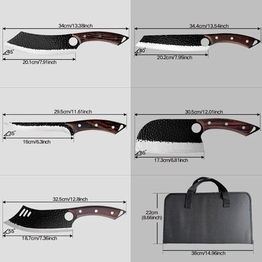 Набір кухонних ножів 2 шт. ручної роботи з піхвою - професійний ніж шеф-кухаря, для нарізки, японський гострий ніж для дому