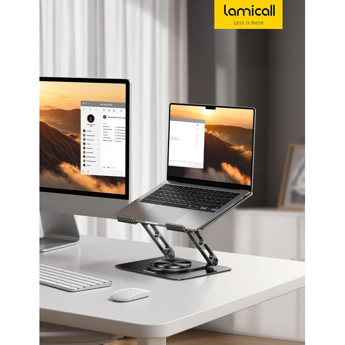 Підставка для ноутбука Lamicall, регульована - 360° обертання, складна, алюмінієва - для столу/офісу, універсальна ергономічна підставка для Macbook Pro Air, 10-17,3' (чорна)