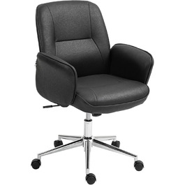 Крісло Vinsetto для офісу та дому: регульоване, поворотне, з функцією гойдання, мікрофібра, до 120 кг, чорне