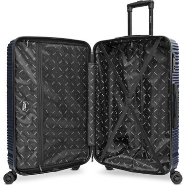 Набір валіз REDOLZ 3 шт. | Легкі валізи-тролі з ABS-пластику | Для жінок та чоловіків | 4 колеса, TSA-замок (Essentials 16) (Dark Blue, L 77 см)