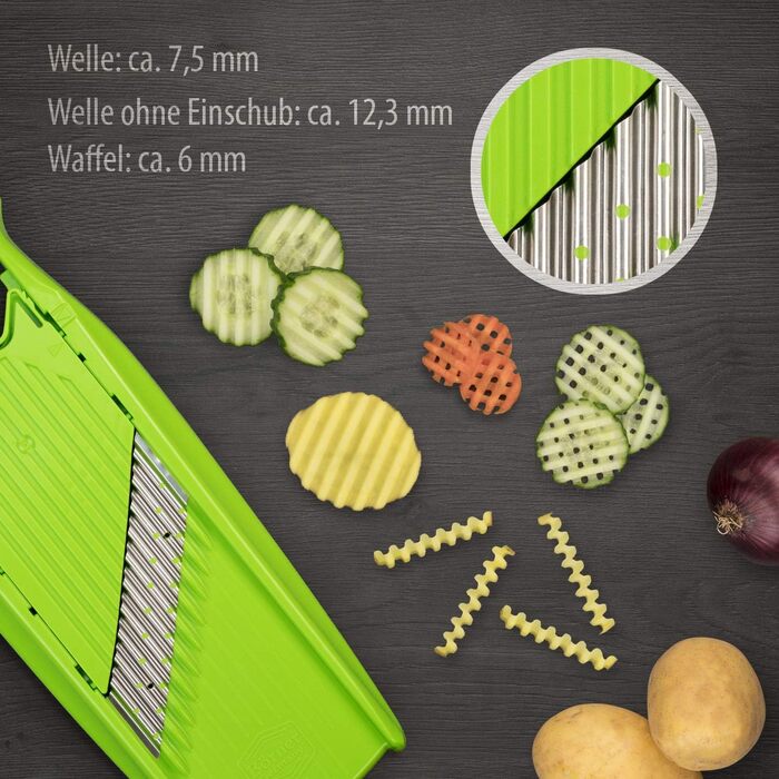 Овочерізка Brner Wave-Waffle PowerLine (зелена) - Хвильова терка для овочів