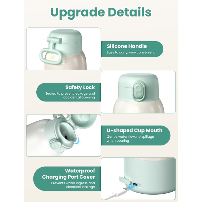 Підігрівач для пляшечок Baby, мобільний, портативний, з акумулятором 10400mAh, контроль температури, для подорожей та нічного годування