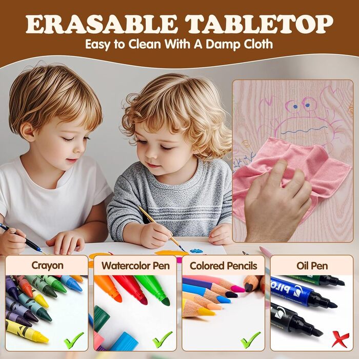 Дитячий стіл JoyHood з 2 стільцями - регульована висота. Набір дитячих меблів для дітей 3-8 років. Сірий колір. Підходить для школи, дитячого садка, дому.