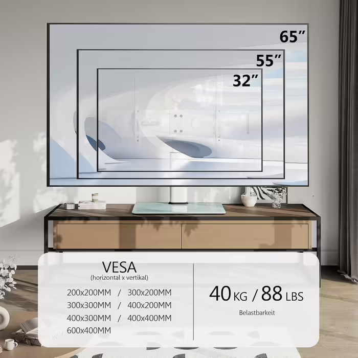 Підставка для телевізора FITUEYES, регульована, поворотна, для 32-65 дюймів, VESA 600x400, біла