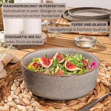 SÄNGER Kairo Graphit: Сервіз столовий 18 предметів, керамічний, для 6 осіб (6 тарілок, 6 десертних тарілок, 6 чашок), колір мокко-коричневий
