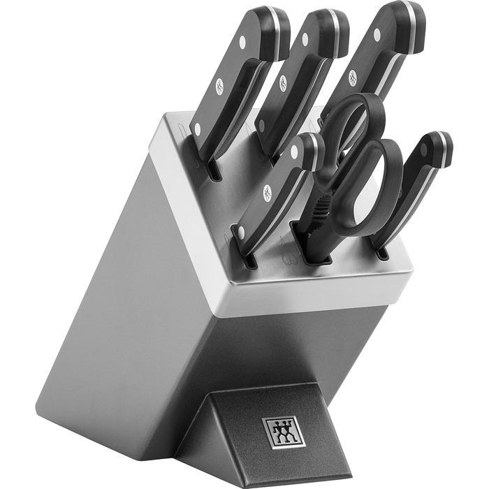 Набір ножів ZWILLING 7 предметів з автоматичним заточуванням, з нержавіючої сталі, з ручкою з пластику, Made in Germany (Gourmet, сірий)