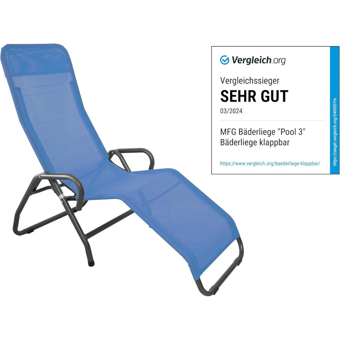 Лежак для басейну та сауни MFG, 3', антрацитовий/блакитний