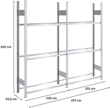 Стеляж для шин PROREGAL TIRE PRO, німецька якість, 200x200x43 см, 3 полиці, вантажопідйомність 150 кг, до 10 шин на полицю, оцинкований