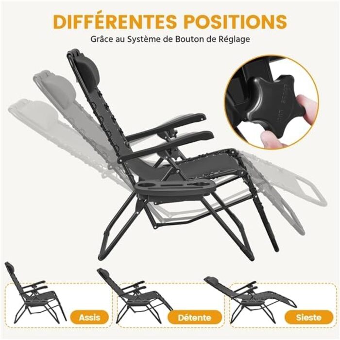 Розкішна садова лежанка Yaheetech з підголовником та тримачем для напоїв - розкладний лежак для відпочинку на вулиці