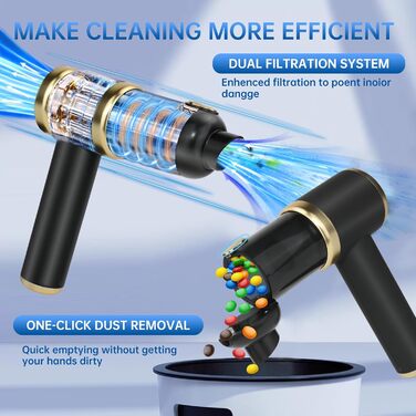 Бездротовий ручний пилосос MKKM для авто та дому, потужність 10000Па, акумулятор 4000mAh, циклонний фільтр для вологого та сухого прибирання, для шерсті тварин