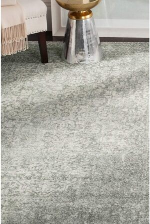 Перехідний килим SAFAVIEH для вітальні, їдальні, спальні - колекція Evoke, короткий ворс, срібло та слонова кістка, 122 X 183 см 4 фути x 6 футів срібло / слонова кістка