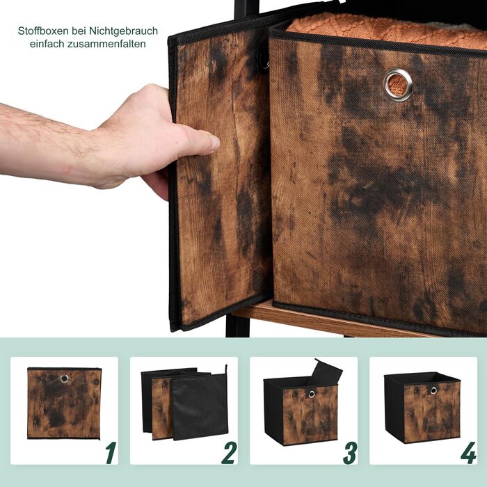 Набір з 6 тканинних контейнерів для зберігання з імітацією дерева Relaxdays