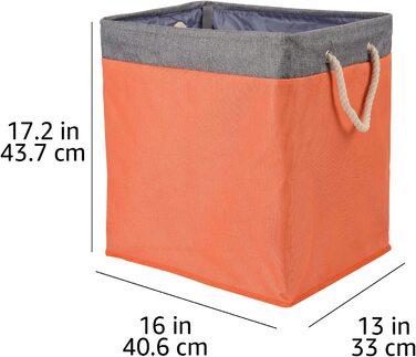 Кошик для білизни з тканини Domopolis Basics, розбірний, зі знімними тримачами, 40,6 см x 33 см x 43,6 см, помаранчевий