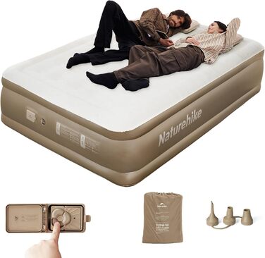 Надувний матрац Naturehike 2 особи, самонадувний з акумуляторним насосом, 198x152x45 см для кемпінгу та дому, легкий, зручний, швидко надувається