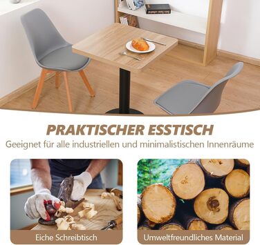 Дерев'яний кухонний стіл Mingone 80x80 см з металевими ніжками - для кухні, вітальні, балкону