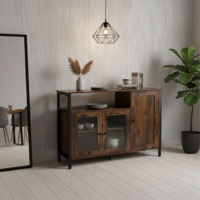 Кухонна шафка Relaxdays з скляними дверцятами