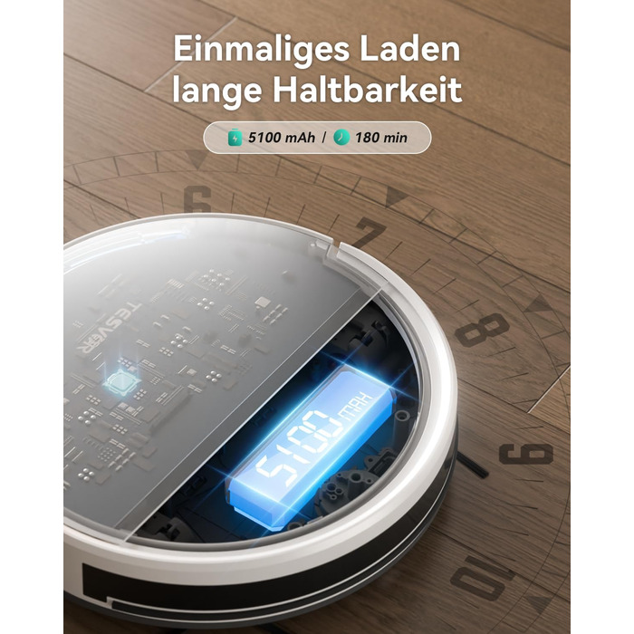 Робот-пилосос Tesvor S8 Pro з функцією миття - 8000Pa, LiDAR-навігація, 240 хв роботи, керування через додаток/Alexa, для прибирання шерсті тварин, килимів та твердих підлог (M2)