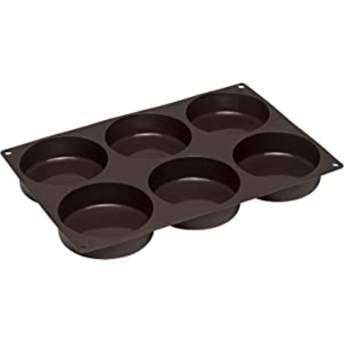 Силіконова форма для випічки булочок для бургерів Lurch 85086 FlexiForm для котлет діаметром 8,5 см, 6-Шарова, коричневого кольору