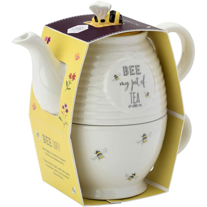 Англійський посуд Co mpany Bee Happy Tea для одного чайника з кришкою у вигляді сот, односпальне ліжко з тисненим дизайном