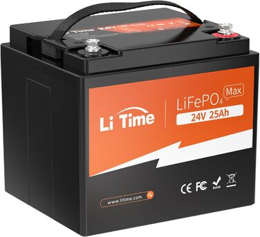 Акумулятор LiTime 12V 100Ah LiFePO4 RV під сидінням Bluetooth і Smart BMS, захист від низьких температур, максимум 15000 циклів, 100 А BMS, 20,48 кВт-год, заміна свинцево-кислотного обладнання, ідеально підходить для автофургонів (24V25Ah)