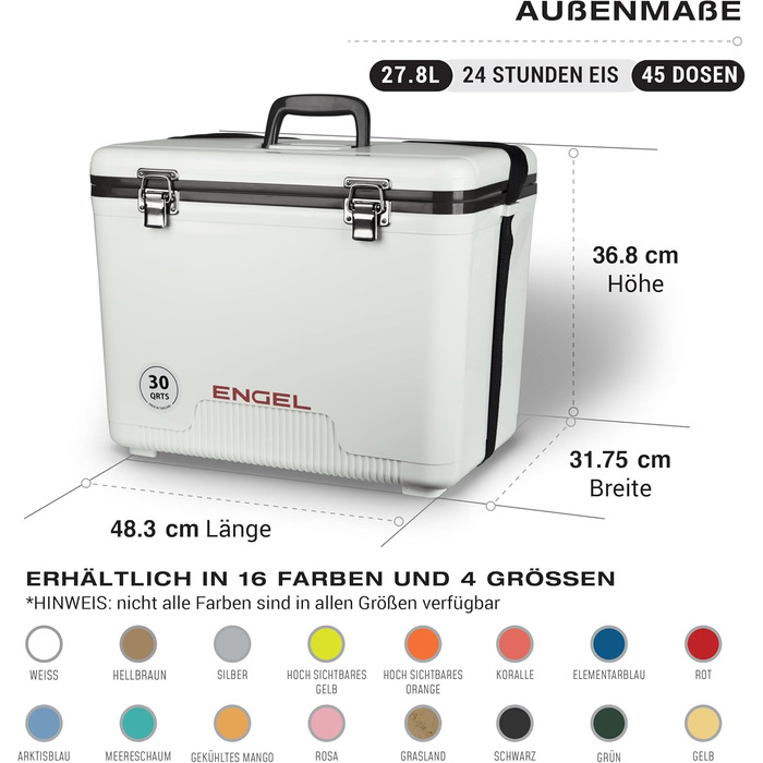 Термобокс ENGEL 30qt (28.4л) герметичний, портативний для кемпінгу, пікніка, туризму - охолоджувач без електрики, колір: блакитний