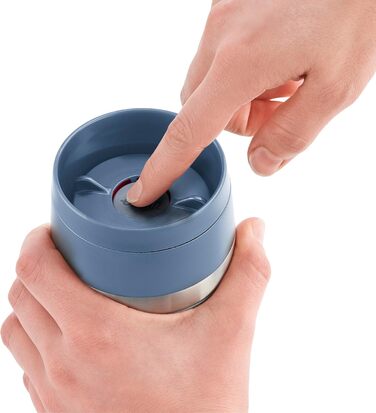 Термокружка Emsa N20210 Travel Mug Classic Isolierbecher, 0.36 л, нержавіюча сталь, 4 год гаряче, 8 год холодне, герметична, для миття в посудомийній машині, 360° клапан, синій