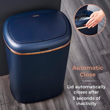 Tower 58 л квадратний сміттєвий бак з датчиком (Midnight Blue And Rose Gold)
