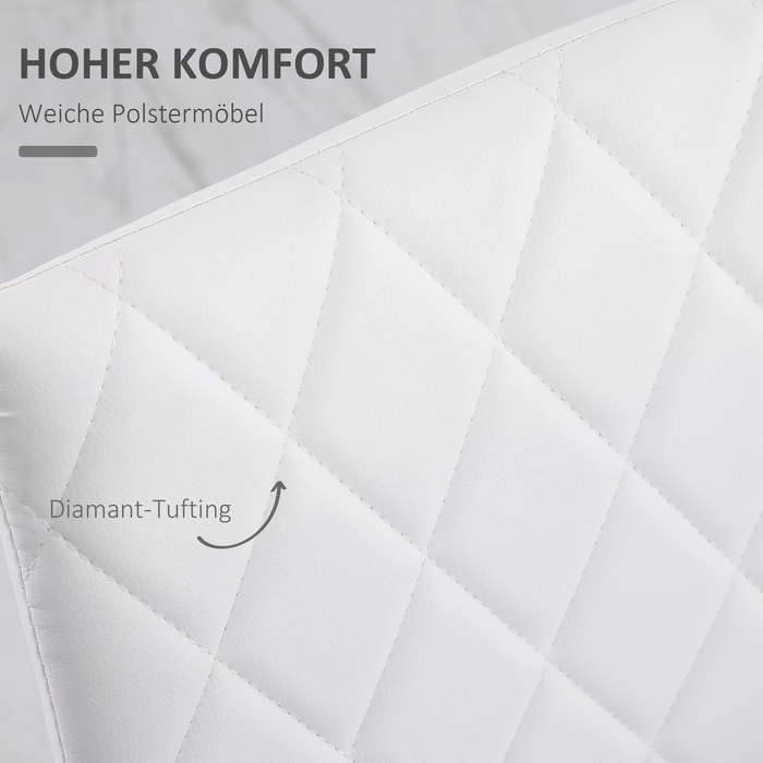 Набір з 4-х обідніх стільців HOMCOM – зручні стільці для кухні або вітальні з м'яким сидінням та спинкою, оббиті штучною шкірою. Міцні металеві ніжки та м'яке підставлення для ніг забезпечують комфорт та стабільність. Ідеально підходять для обіднього стол