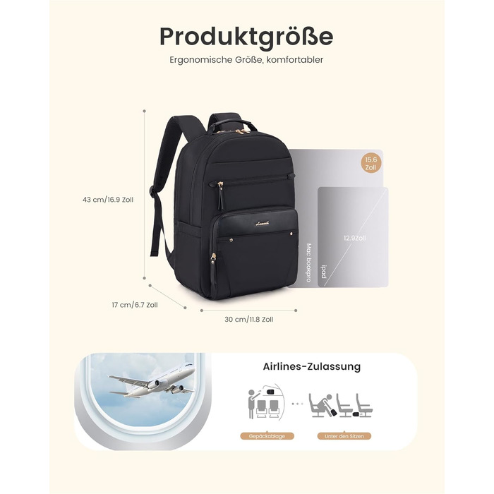 LOVEVOOK Рюкзак для ноутбука, водонепроникний, для жінок, для роботи, школи, подорожей (15,6 дюймів, сіро-зелений)