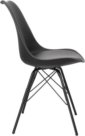 AC Design Furniture Emanuel: Комплект з 2-х обідніх стільців, чорний, PU/Метал, 48,5 x 85,5 x 54 см