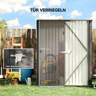 Сарай для інструментів, захищений сарай, закриваються двері, стійкий до погодних умов, 161,5 см x 94,5 см x 196 см, Чорний