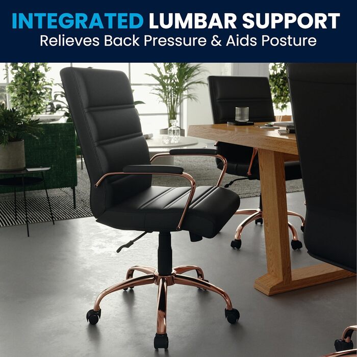 Крісло шеф Flash Furniture, обшите білою шкірою, з червонозолотим каркасом, 61 x 58,5 x 103,5 см