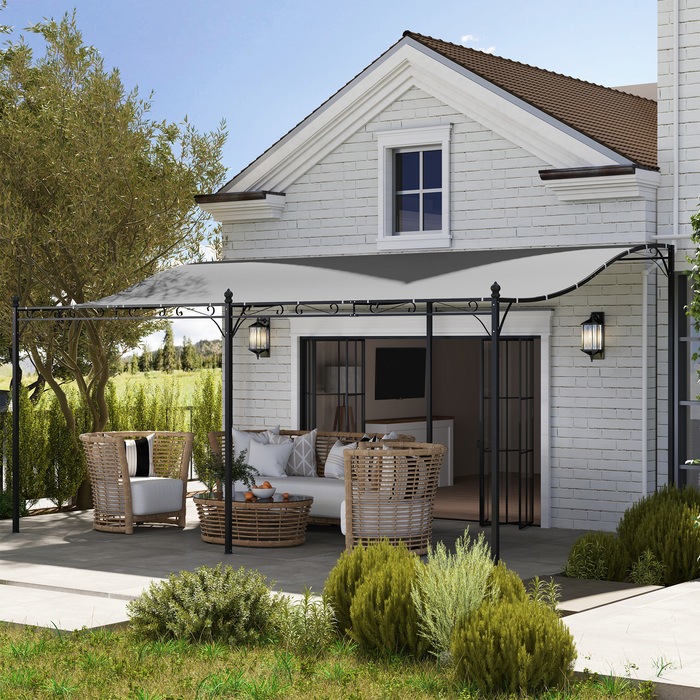 Альтанка Outsunny Extension Pergola з дахом, водовідштовхувальний навіс для альтанки, окремо стояча садова альтанка Патіо Навіс для альтанки Захист від сонця для саду патіо приблизно 3x5x2,5 м Темно-сірий | Аосом