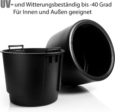 Квітчанка BigDean: стильний горщик з підставкою, діаметр 40 см, чорний, міцний пластик, Made in Europe