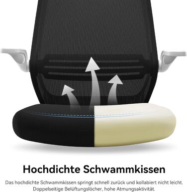 Офісний стілець SIHOO ергономічний з регульованими підлокітниками, підтримкою попереку, м'якою спинкою з сітки та коліщатками, поворотний комп'ютерний стілець (Чорний, Сучасний)