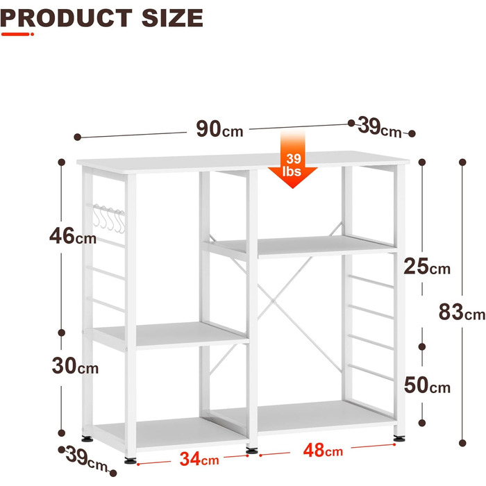 Стелаж кухонний SogesHome SH-171-BK (білий) 90 x 40 x 83 см – органайзер для кухні