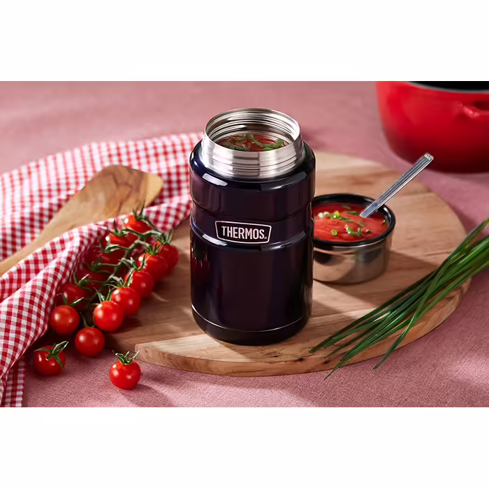 Термос для їжі Thermos Stainless King 710 мл, нержавіюча сталь, 14 годин гаряче / 24 години холодне, для супу, мюслі, рагу, герметичний, без ложки, синій, можна мити в посудомийній машині