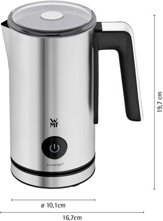 Електричний спінювач молока WMF Stelio, 500 Вт, 150-250 мл, антипригарне покриття, бездротовий, для гарячого та холодного молока, какао, cromargan матовий/сріблястий