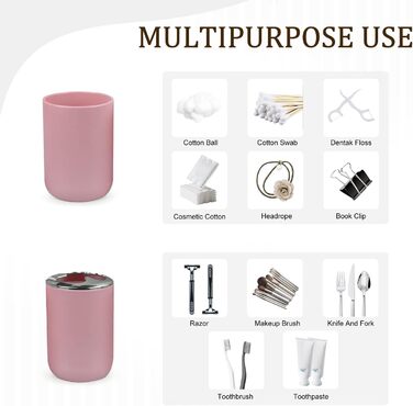 Набір аксесуарів для ванної кімнати CERBIOR, 6 шт. (Морська синя/Рожева): мильниця, тримач для зубних щіток, стакан для щіток, мильниця для раковини