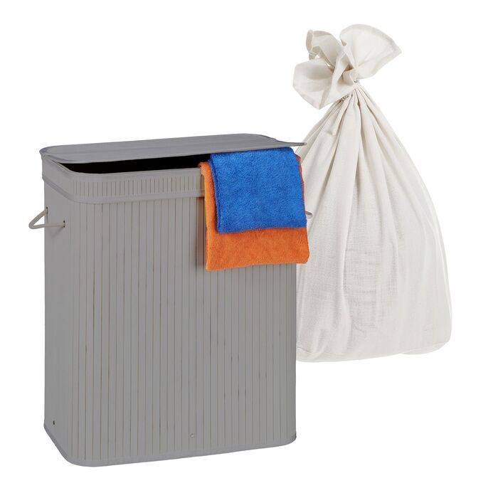 Кошик для білизни Relaxdays з бамбука з 3 відділеннями